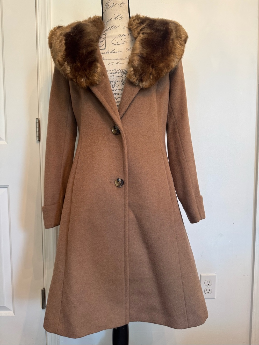 Ralph Lauren Wool-Blend Coat with Faux Fur Collar